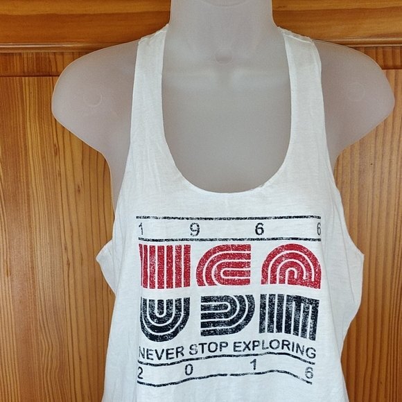 North Face White “Never Stop Exploring” Racerback Tank Top Large USA - Picture 4 of 7